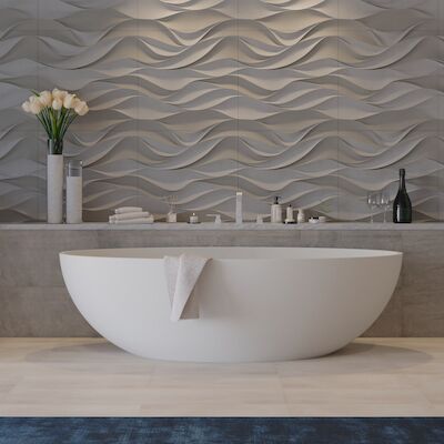 Ligbad Vrijstaand Ideavit Solidellipse 180x88x55 cm Solid Surface Mat Wit