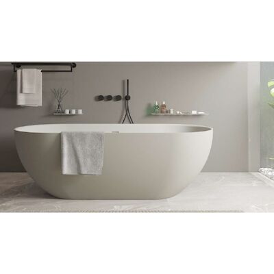 Ligbad Vrijstaand Ideavit Solidera 170x80x55 cm Solid Surface Mat Pebble Grey