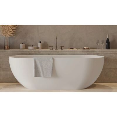 Ligbad Vrijstaand Ideavit Solidera 170x80x55 cm Solid Surface Mat Wit
