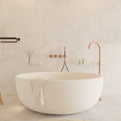 Ligbad Vrijstaand Ideavit Solidround 135×49 cm Solid Surface Mat Wit