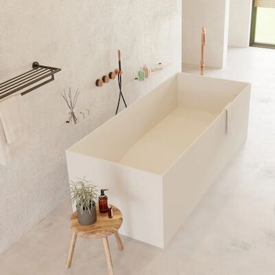 Ligbad Vrijstaand Ideavit Solidstar 180x76x58 cm Solid Surface Mat Wit