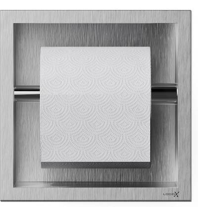 Looox Closed toiletrolhouder inbouw vierkant RVS geborsteld