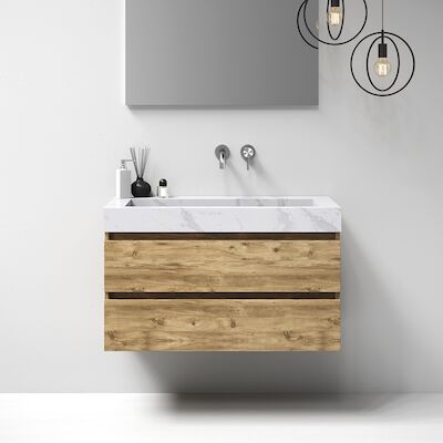 Meubelset Brauer Solution 100 Old Castle 2 Lades Met Wastafel Artificial Marble Wit 0 Kraangaten