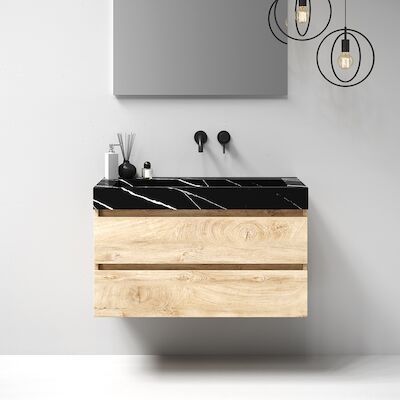 Meubelset Brauer Solution 100 Sahara 2 Lades Met Wastafel Artificial Marble Zwart 0 Kraangaten