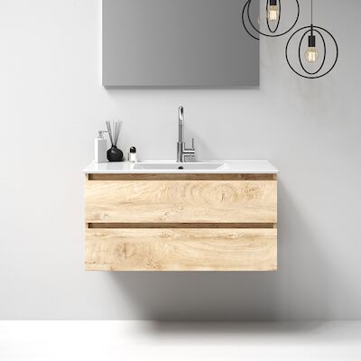 Meubelset Brauer Solution 100 Sahara 2 Lades Met Wastafel Empoli Glanzend Wit 1 Kraangat