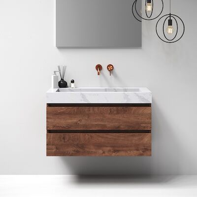 Meubelset Brauer Solution 100 Viking Shield 2 Lades Met Wastafel Artificial Marble Wit 0 Kraangaten