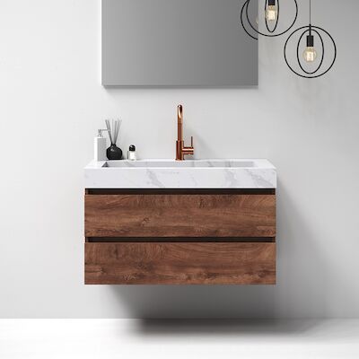 Meubelset Brauer Solution 100 Viking Shield 2 Lades Met Wastafel Artificial Marble Wit 1 Kraangat
