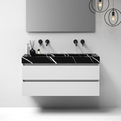 Meubelset Brauer Solution 120 Mat Wit 2 Lades Met Wastafel Artificial Marble Zwart 0 Kraangaten