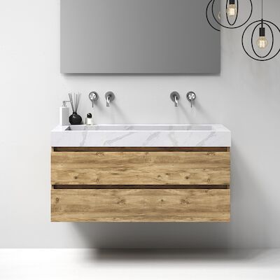 Meubelset Brauer Solution 120 Old Castle 2 Lades Met Wastafel Artificial Marble Wit 0 Kraangaten