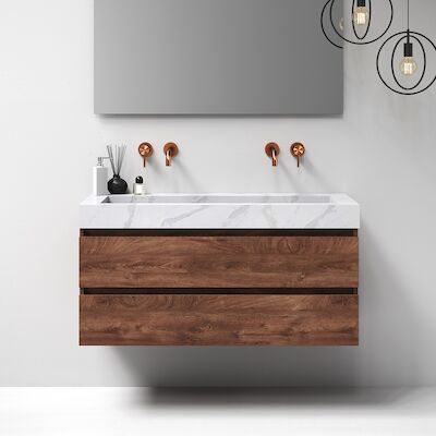 Meubelset Brauer Solution 120 Viking Shield 2 Lades Met Wastafel Artificial Marble Wit 0 Kraangaten