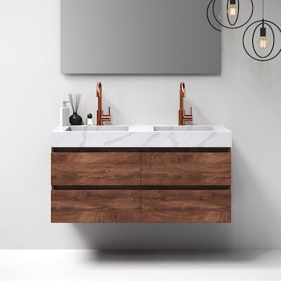 Meubelset Brauer Solution 120 Viking Shield 4 Lades Met Wastafel Artificial Marble Wit 2 Kraangaten