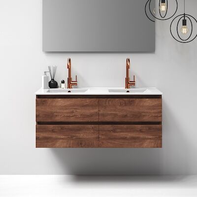 Meubelset Brauer Solution 120 Viking Shield 4 Lades Met Wastafel Empoli Glanzend Wit 2 Kraangaten