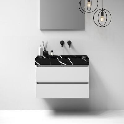 Meubelset Brauer Solution 80 Mat Wit 2 Lades Met Wastafel Artificial Marble Zwart 0 Kraangaten