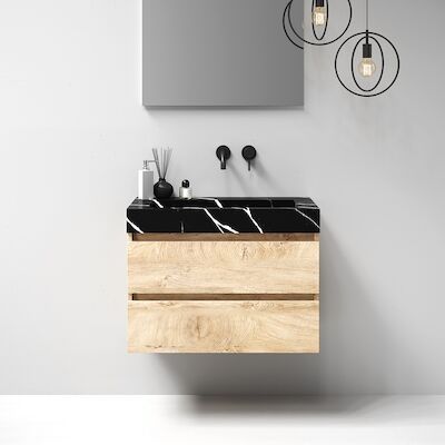 Meubelset Brauer Solution 80 Sahara 2 Lades Met Wastafel Artificial Marble Zwart 0 Kraangaten