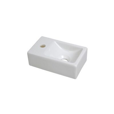 Mini Fontein Plieger 30×18 cm Keramiek Glans Wit (kraangat links)