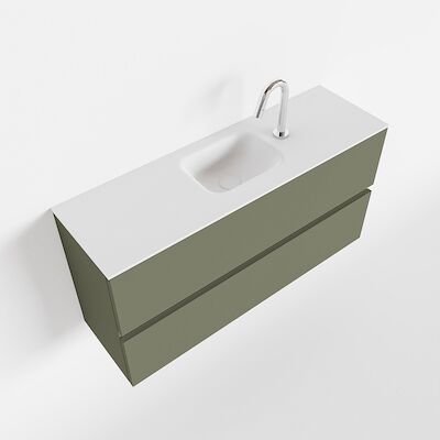 MONDIAZ ADA 100cm toiletmeubel army. LEX wastafel talc midden 1 kraangat