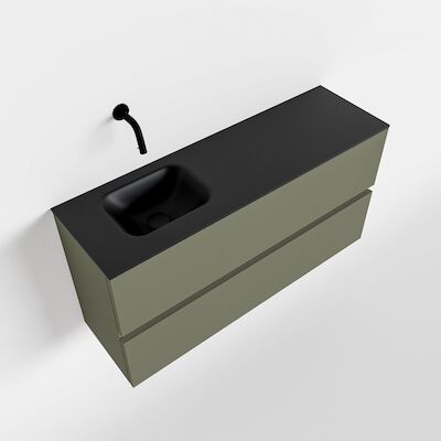MONDIAZ ADA 100cm toiletmeubel army. LEX wastafel urban links zonder kraangat
