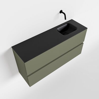 MONDIAZ ADA 100cm toiletmeubel army. LEX wastafel urban rechts zonder kraangat