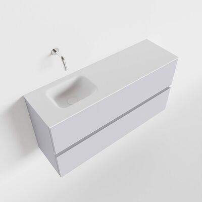 MONDIAZ ADA 100cm toiletmeubel cale. LEX wastafel talc links zonder kraangat