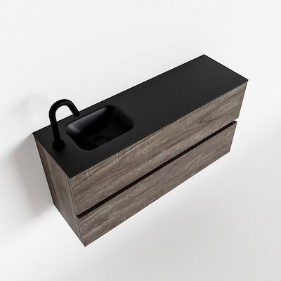 MONDIAZ ADA 100cm toiletmeubel dark brown. LEX wastafel urban links 1 kraangat