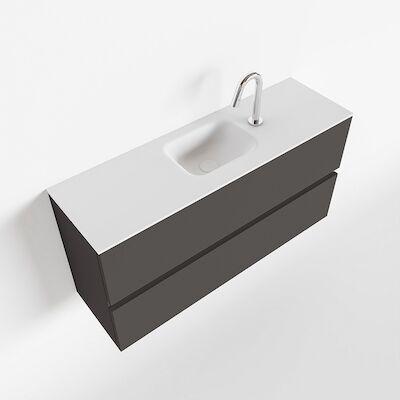 MONDIAZ ADA 100cm toiletmeubel dark grey. LEX wastafel talc midden 1 kraangat