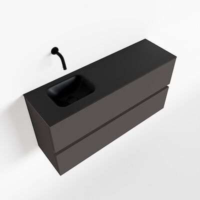 MONDIAZ ADA 100cm toiletmeubel dark grey. LEX wastafel urban links zonder kraangat