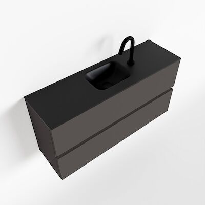 MONDIAZ ADA 100cm toiletmeubel dark grey. LEX wastafel urban midden 1 kraangat
