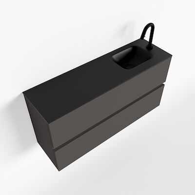 MONDIAZ ADA 100cm toiletmeubel dark grey. LEX wastafel urban rechts 1 kraangat