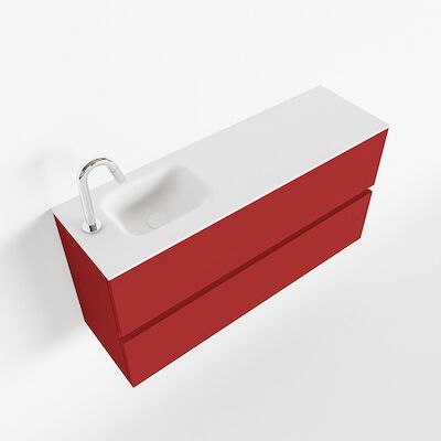 MONDIAZ ADA 100cm toiletmeubel fire. LEX wastafel talc links 1 kraangat