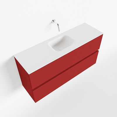 MONDIAZ ADA 100cm toiletmeubel fire. LEX wastafel talc midden zonder kraangat