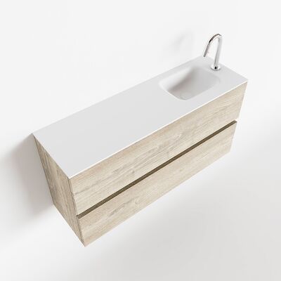 MONDIAZ ADA 100cm toiletmeubel light brown grey. LEX wastafel talc rechts 1 kraangat