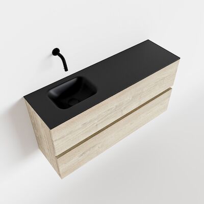 MONDIAZ ADA 100cm toiletmeubel light brown grey. LEX wastafel urban links zonder kraangat