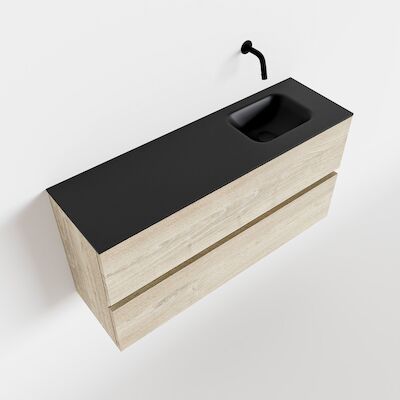 MONDIAZ ADA 100cm toiletmeubel light brown grey. LEX wastafel urban rechts zonder kraangat