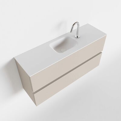 MONDIAZ ADA 100cm toiletmeubel linen. LEX wastafel talc midden 1 kraangat