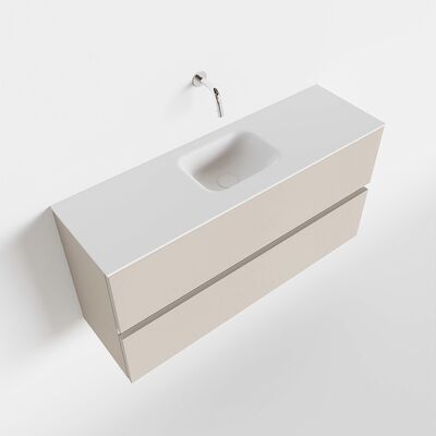 MONDIAZ ADA 100cm toiletmeubel linen. LEX wastafel talc midden zonder kraangat