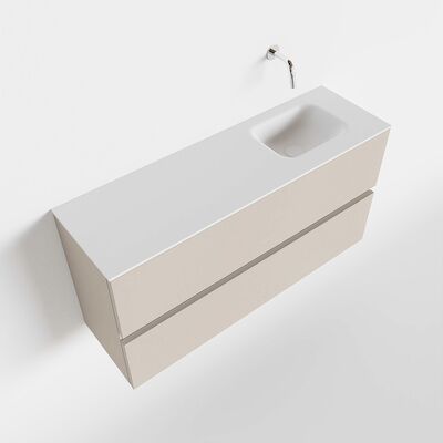 MONDIAZ ADA 100cm toiletmeubel linen. LEX wastafel talc rechts zonder kraangat