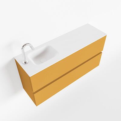 MONDIAZ ADA 100cm toiletmeubel ocher. LEX wastafel talc links 1 kraangat