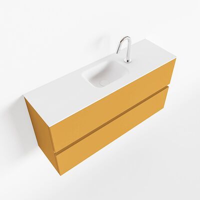 MONDIAZ ADA 100cm toiletmeubel ocher. LEX wastafel talc midden 1 kraangat