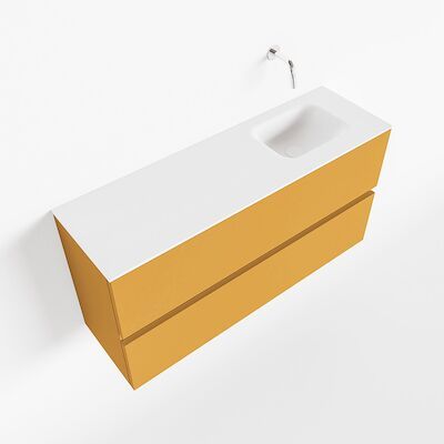 MONDIAZ ADA 100cm toiletmeubel ocher. LEX wastafel talc rechts zonder kraangat