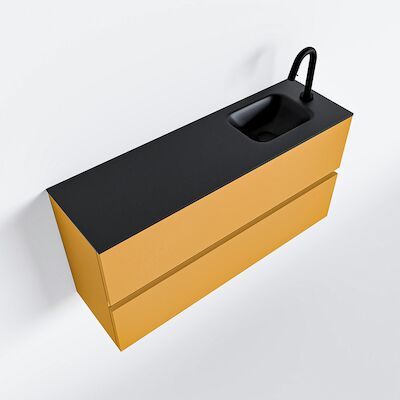MONDIAZ ADA 100cm toiletmeubel ocher. LEX wastafel urban rechts 1 kraangat