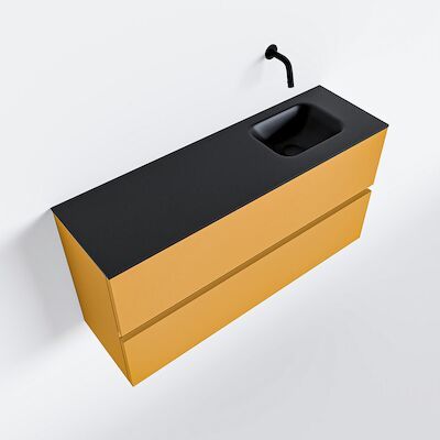 MONDIAZ ADA 100cm toiletmeubel ocher. LEX wastafel urban rechts zonder kraangat