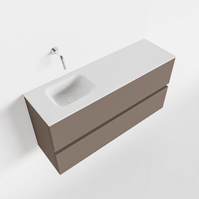MONDIAZ ADA 100cm toiletmeubel smoke. LEX wastafel talc links zonder kraangat