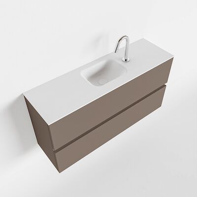 MONDIAZ ADA 100cm toiletmeubel smoke. LEX wastafel talc midden 1 kraangat