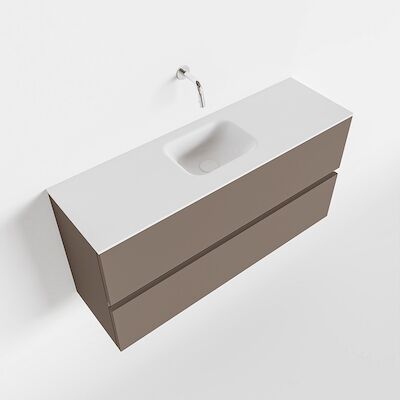 MONDIAZ ADA 100cm toiletmeubel smoke. LEX wastafel talc midden zonder kraangat