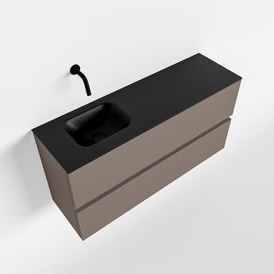 MONDIAZ ADA 100cm toiletmeubel smoke. LEX wastafel urban links zonder kraangat