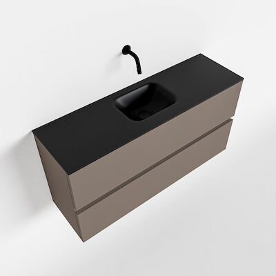 MONDIAZ ADA 100cm toiletmeubel smoke. LEX wastafel urban midden zonder kraangat