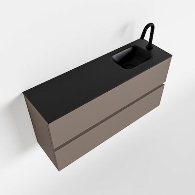 MONDIAZ ADA 100cm toiletmeubel smoke. LEX wastafel urban rechts 1 kraangat