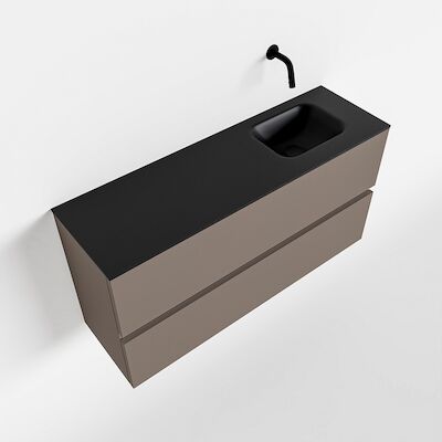 MONDIAZ ADA 100cm toiletmeubel smoke. LEX wastafel urban rechts zonder kraangat