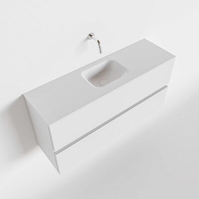 MONDIAZ ADA 100cm toiletmeubel talc. LEX wastafel talc midden zonder kraangat