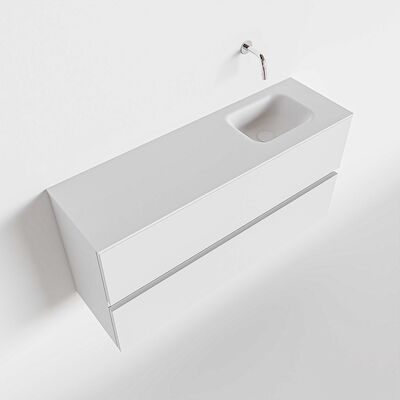 MONDIAZ ADA 100cm toiletmeubel talc. LEX wastafel talc rechts zonder kraangat